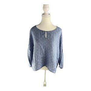For Cynthia 100% Linen Polka Dot Boxy Top Medium